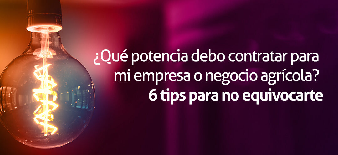 Bombilla encendida con consejos para elegir la potencia eléctrica adecuada en empresas y negocios agrícolas y optimizar el consumo energético.